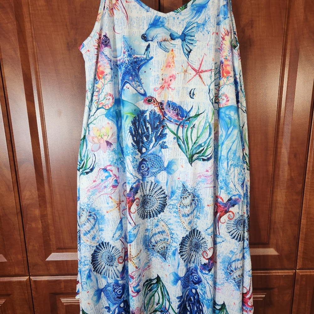 MT Collection underwater  print dress - One size fits most